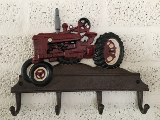 Farmhouse design coat rack with Farsnall agricultural tractor